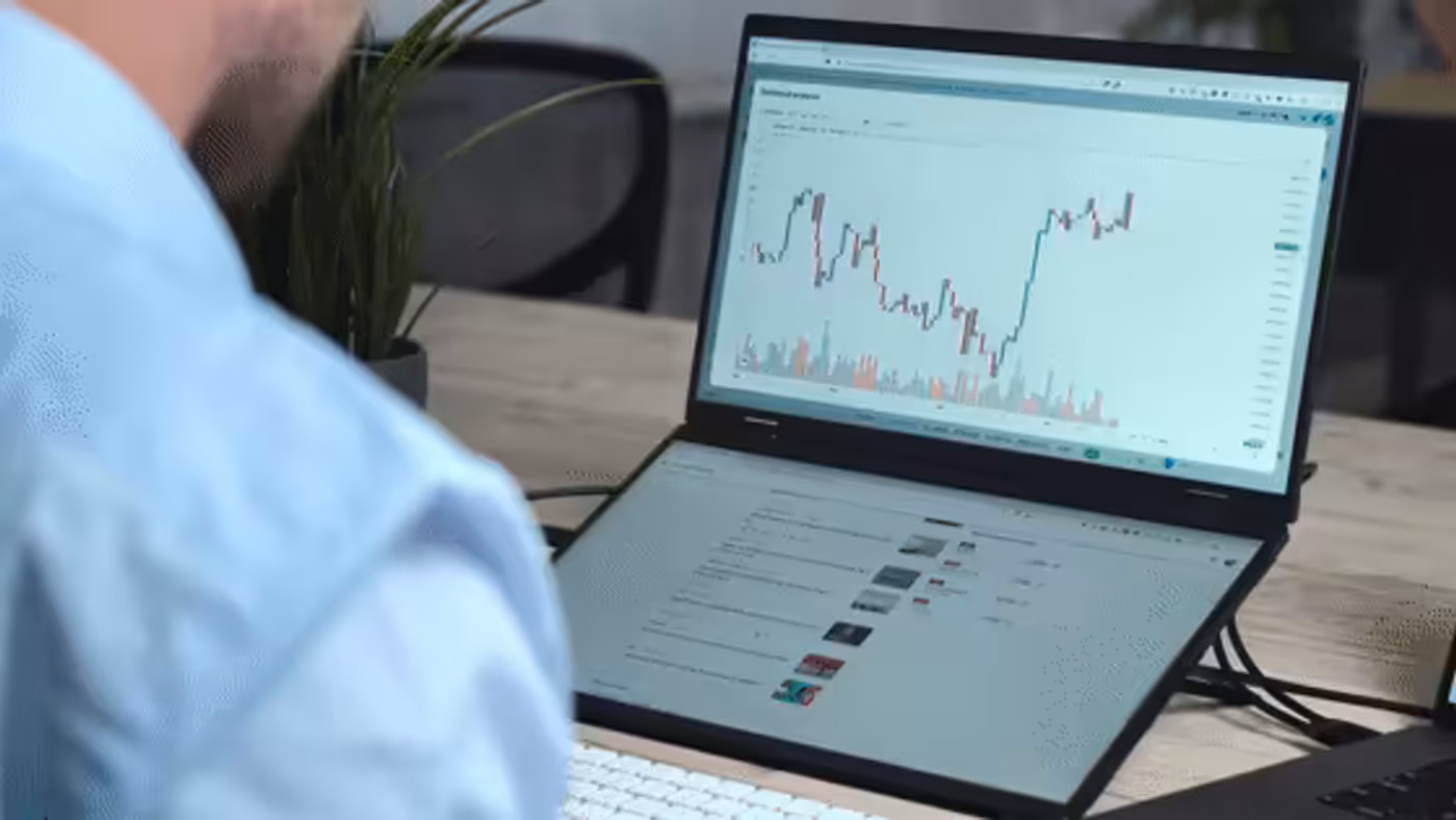 UStation Δ / Delta folding monitor for dual-screen stock analysis